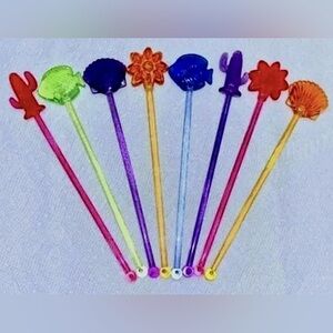 Set of 8 Multi-Color Drink/Cocktail Stirrers (New, Never Used)